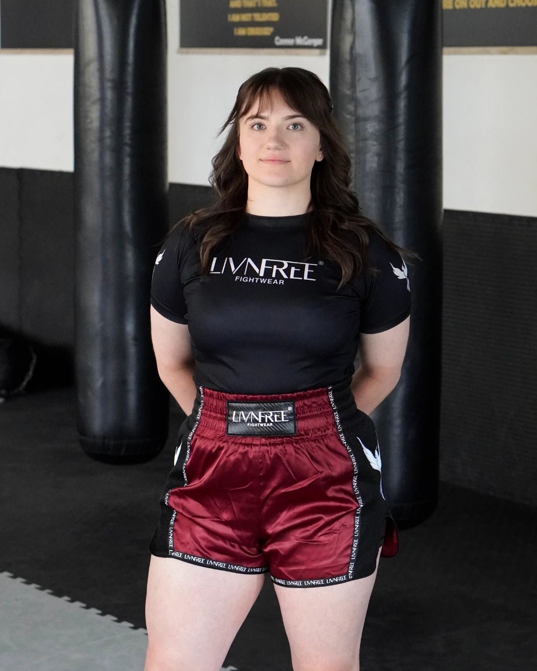 Muay Thai Shorts 2-in-1 Burgunda
