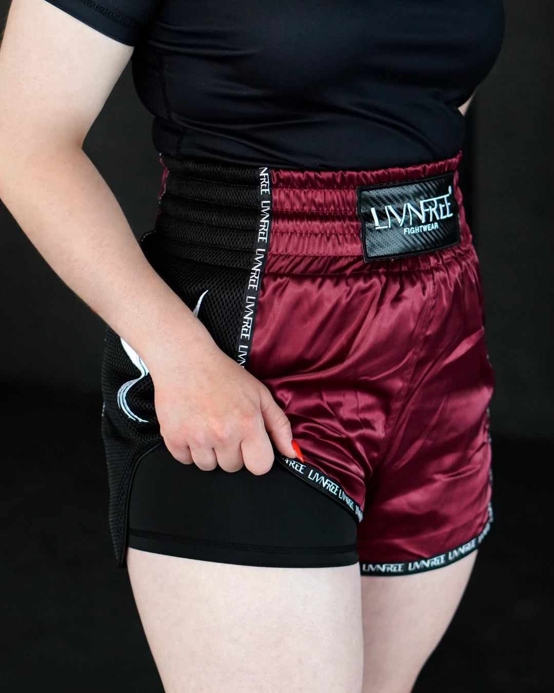 Muay Thai Shorts 2-in-1 Burgunda
