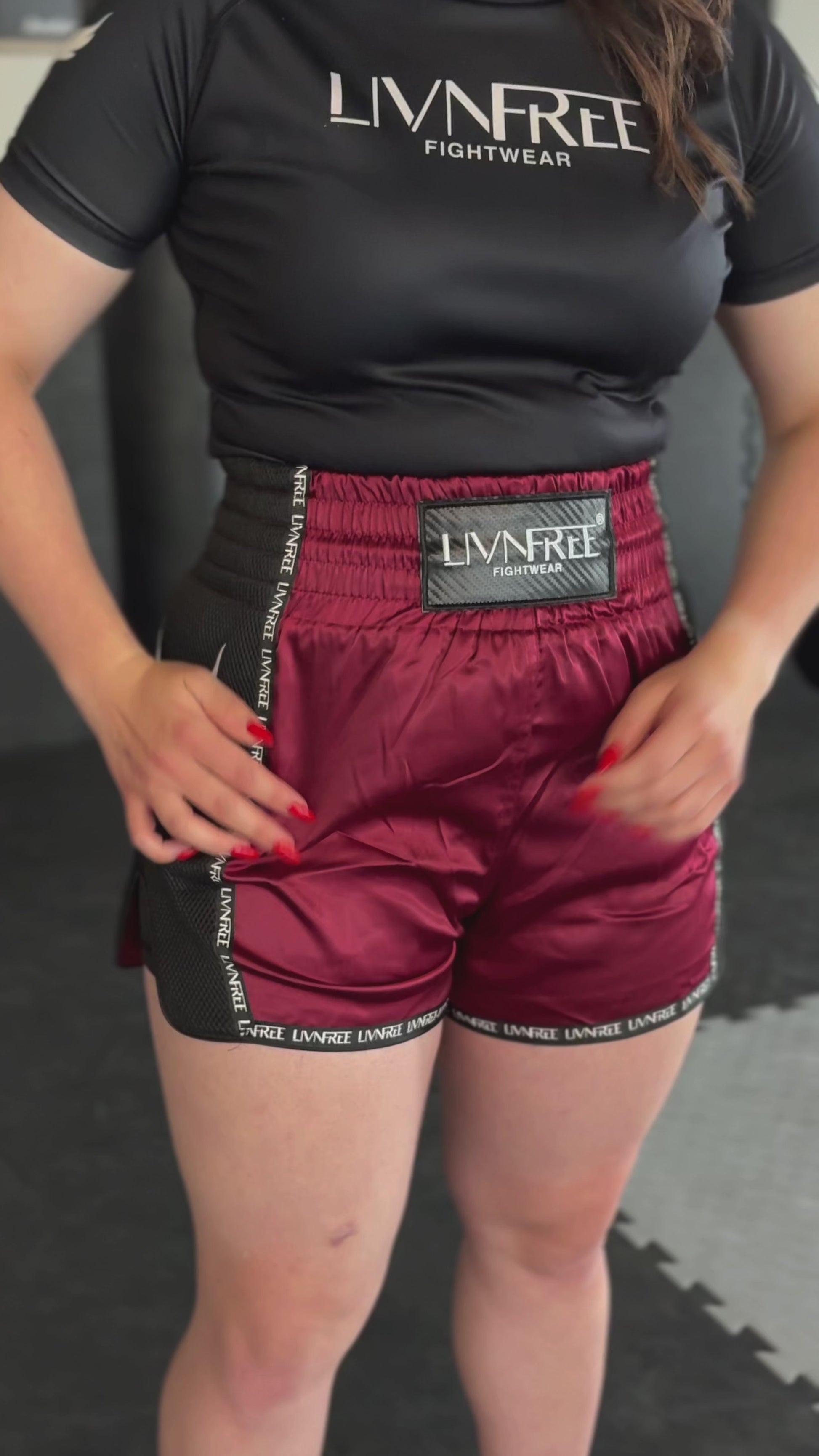 Muay Thai Shorts 2-in-1 Burgunda